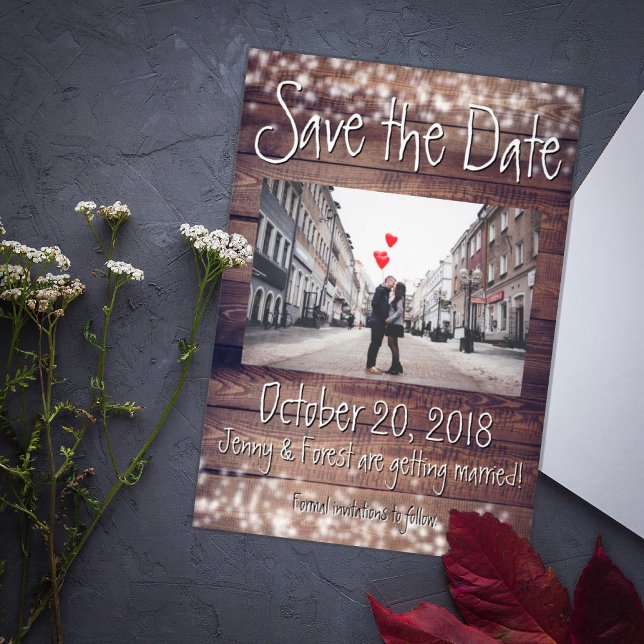 Convite Rustic Wooden Save the Date! (Criador carregado)