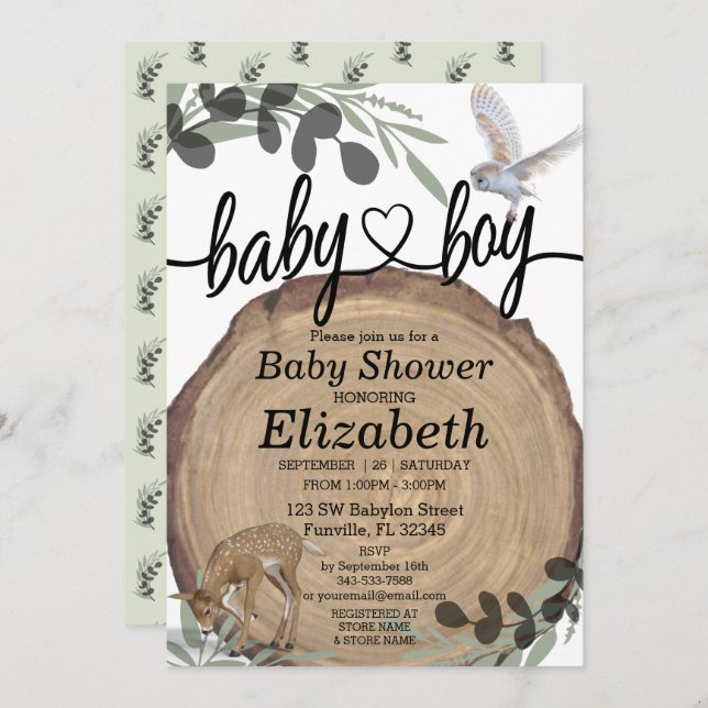 Convite Rustic Woodland (Frente/Verso)