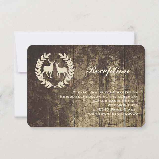 Convite Rustic Woodland Buck e Deer Reception Info Card (Frente)