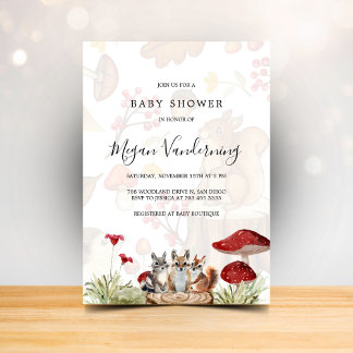 Convite Rustic Woodland Forest Baby Shower Invitation
