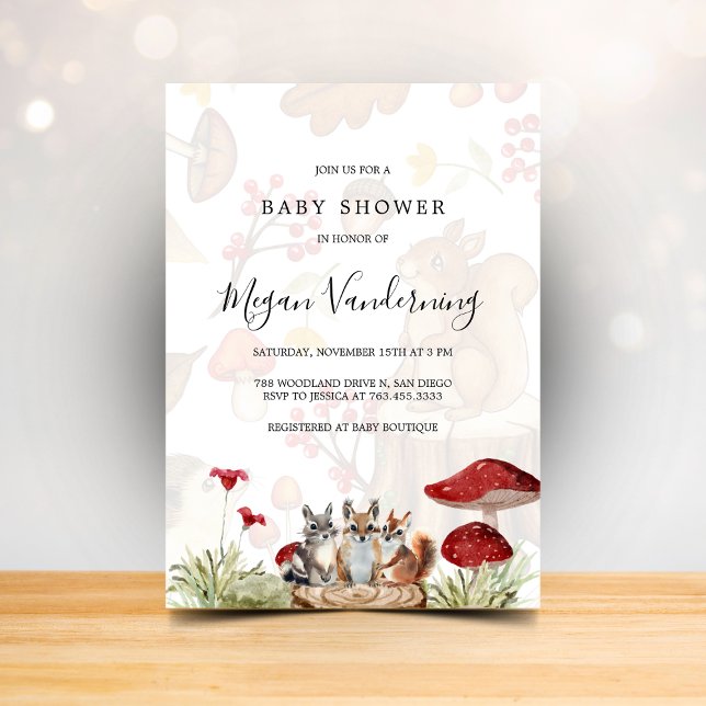 Convite Rustic Woodland Forest Baby Shower Invitation (Criador carregado)