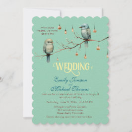 Convite Rustic Woodland Love Birds Casamento Romântico