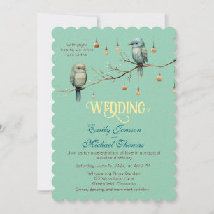 Convite Rustic Woodland Love Birds Casamento Romântico