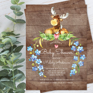 Convite Rustic Woodland Moose Chá de fraldas