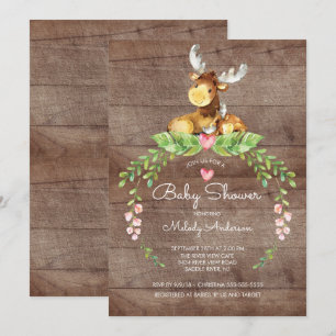 Convite Rustic Woodland Moose Chá de fraldas