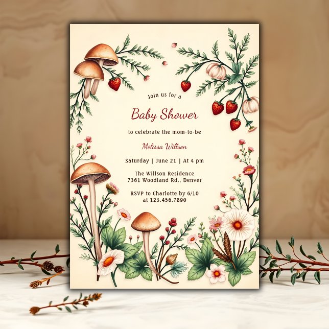 Convite Rustic Woodland Nature Boho Chá de fraldas (Rustic Woodland Nature Boho Baby Shower Invitation)