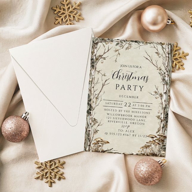 Convite Rustic Woodland Winter Christmas (Criador carregado)