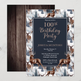 Convite Rustic Woodsy Deer | Floresta 100.a Festa de anive