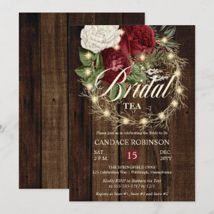 Convite Rustic Woodsy Lighted Wreath Bridal Tea