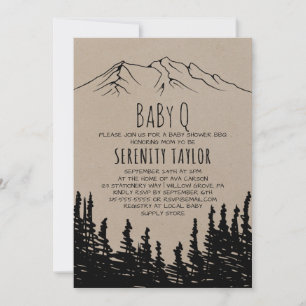 Convite Rustic Woodsy Mountain Baby Q