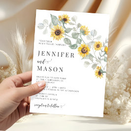 Convite Rustic Yellow Flowers Sunflower Garden Wedding