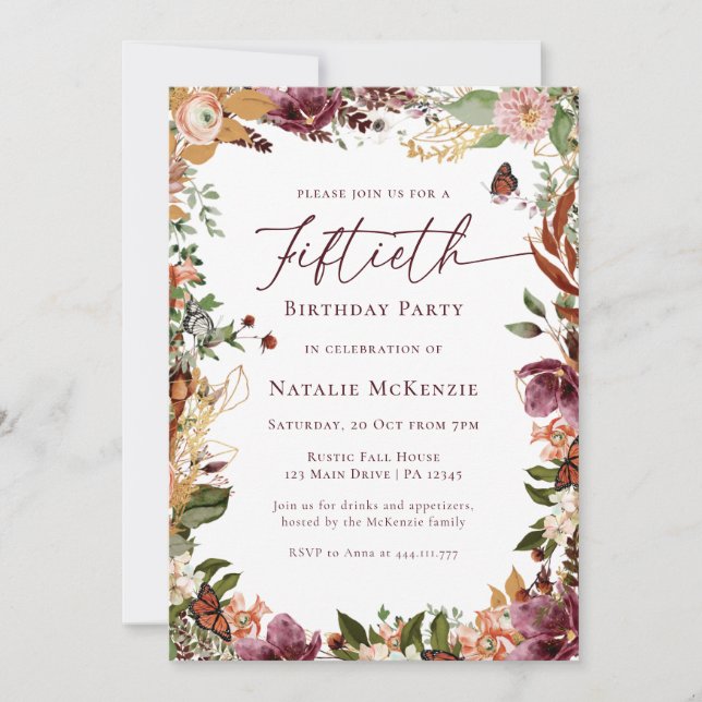 Convite Rústica 50ª Festa de aniversário (Frente)