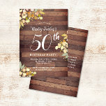 Convite Rústica Fall Florals Gold Foil Pontos 50º Aniversá<br><div class="desc">Esta design apresenta ramos pintados bonito e folhas em cores de outono com pontos falsos de folha de ouro sobre um fundo de madeira rústica. Clique no botão personalizar para obter mais flexibilidade na modificação do texto ou na movimentação dos gráficos! No nosso compro, estão disponíveis variantes desta design, bem...</div>