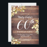Convite Rústica Fall Florals Gold Foil Pontos 60º Aniversá<br><div class="desc">Esta design apresenta ramos pintados bonito e folhas em cores de outono com pontos falsos de folha de ouro sobre um fundo de madeira rústica. Clique no botão personalizar para obter mais flexibilidade na modificação do texto ou na movimentação dos gráficos! No nosso compro, estão disponíveis variantes desta design, bem...</div>