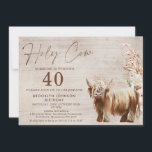 Convite Rústica Highland Cow Santa aniversário de 40 anos<br><div class="desc">Rustic Highland Cow Santa aniversário de 40 anos Invitation Sweet rustic bohemian Highland aniversário de 40 anos com vaca,  alguns arranjos florais falsos com uma imagem de fundo de madeira de cor aquática e uma rubrica falsa caligrafia de cobre. Excelente para uma próxima festa do aniversário de 40 anos.</div>