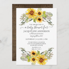 Convite Rústica Madeira Girassol Chá de fraldas