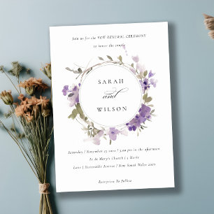 Convite Rústica Meadow Lilac Floral Wreath Vow Renovação