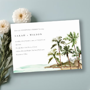Convite Rústica Tropical Palm Trees Beach Sand Vow Renewer