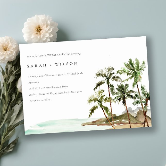 Convite Rústica Tropical Palm Trees Beach Sand Vow Renewer (Criador carregado)