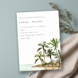Convite Rústica Tropical Palm Trees Beach Sand Vow Renewer