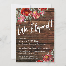 Convite Rústico Boho Burgundy Vermelho Floral Nós Fugimos!