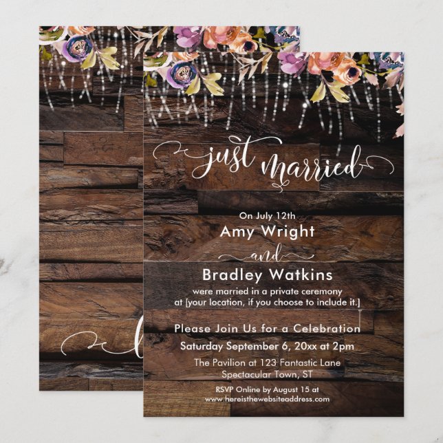 Convite Rústico Boho Floral Casados Recepção Apenas (Frente/Verso)