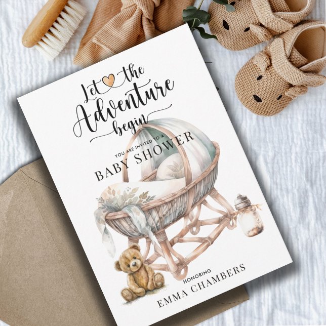 Convite Rústico Boho Nursery Chá de fraldas Sexo Neutro (Criador carregado)