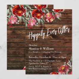Convite Rústico Boho Vermelho Borgonha Floral Feliz Para S