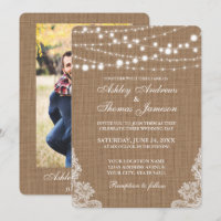 Rústico Burlap String Lights Lace Convidar PR