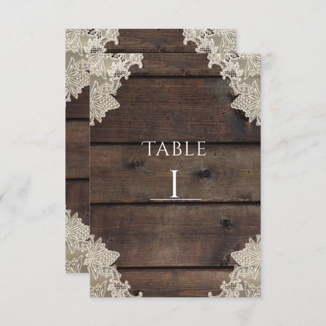 Convite Rústico Celeiro e Lace Número de Tabela Romântica (Frente/Verso)