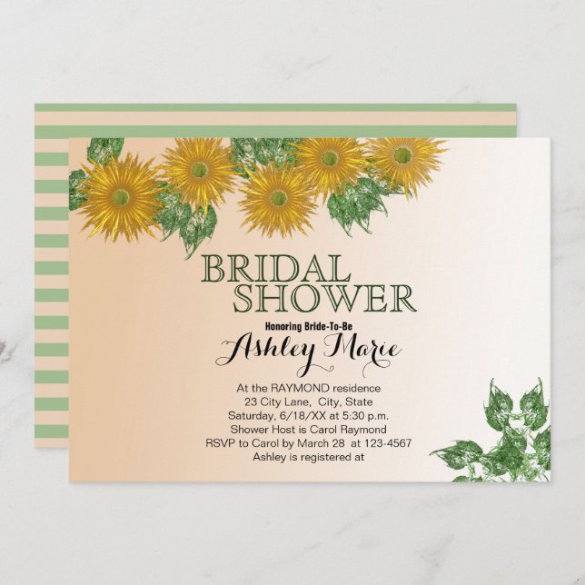 Convite Rústico Chá de panela Floral Deixa Ouro Ombro (Frente/Verso)