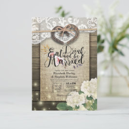 Convite Rústico Colar de Ferradura Lace Comer Bebida Casar