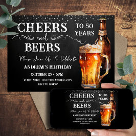 Convite Rústico de Aniversário de 50 anos Cheers a