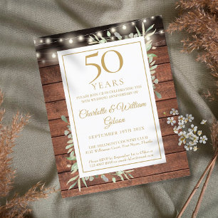 Convite Rústico de Aniversário de 50 anos com Vege