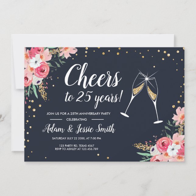 Convite Rústico de Aniversário de Casamento de 25  (Frente)