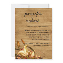 Convite rústico do casamento da aguarela do lírio