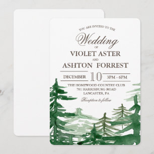 Convite rústico do casamento da árvore de abeto