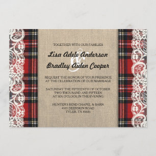 Convite rústico do casamento do país do laço da