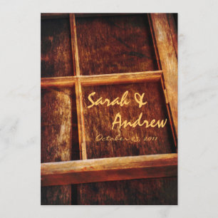 Convite rústico do casamento do quadro de janela