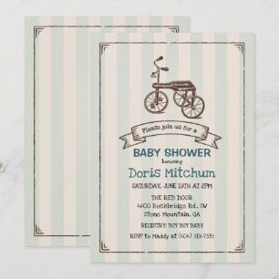 Convite rústico do chá de fraldas do menino do