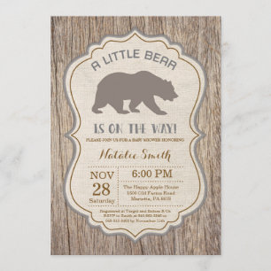 Convite rústico do chá de fraldas do urso