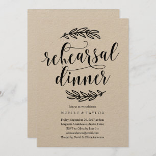 Convite rústico do jantar de ensaio