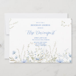 Convite Rústico Dusty Blue Wildflower Bridesmaids Luncheon