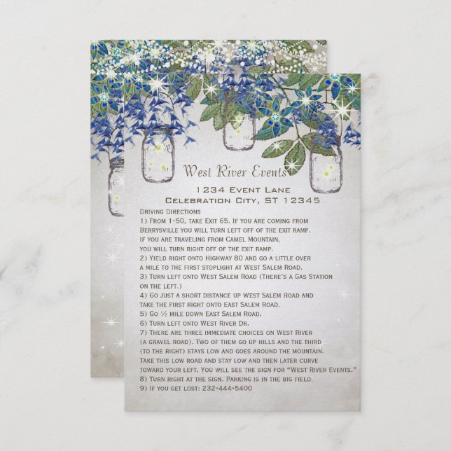 Convite Rústico e Romântico Mason Jar Sob as Estrelas (Frente/Verso)