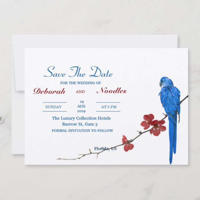 Convite rústico Elegante e único passarinho save the date (Frente)