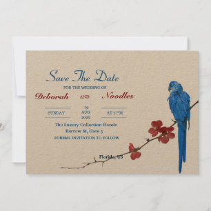 Convite rústico Elegante e único passarinho save the date