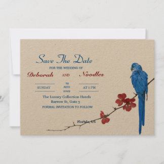 Convite rústico Elegante e único passarinho save the date