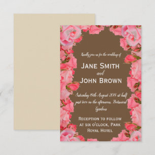 Convite Rústico floral e marrom do país dos rosas do