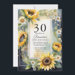 Convite Rústico Floral Sunflower Script aniversário de 30<br><div class="desc">Rústica Floral Sunflower Script aniversário de 30 anos Invitation - apresentando,  arrojados girassóis e margaridas em fundo azul marinho,  acentuados com ouro. Nosso convite é perfeito para sua celebração de aniversário. Nosso modelo fácil de usar torna tão fácil personalizar seu cartão de aniversário. Todo texto é facilmente editável.</div>
