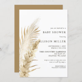 Convite Rústico Gênero Neutro Boho Pampas Chá de fraldas I